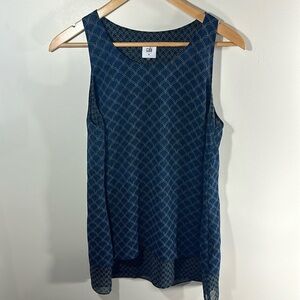 CAbi Blue Scallop Layered Hem‎ Top Size Medium style #3783